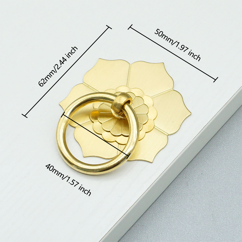 Unique Furniture Hardware - Çiçek Desenli Pirinç Dolap Kapak Kolları