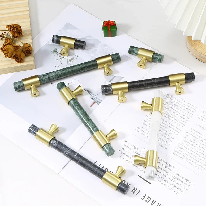 Furniture And Hardware Supplies - 1 adet mermer pirinç kolu İskandinav
